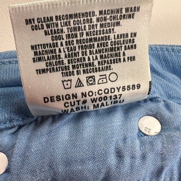 Joe’s Jeans Twill Denim Mid Rise Trouser Jeans Malibu Blue White Rivets Size 28 - Picture 7 of 13